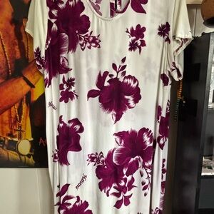 Floral Print Dress in White and Purple